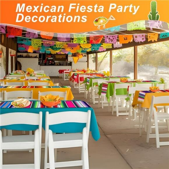 Mexican table runners set of 5 serape striped fiesta party decor taco tuesday 10 - Picture 5 of 7